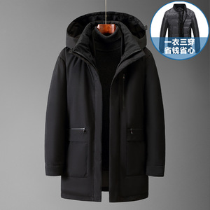高端羽绒服中老年商务休闲中长款白鸭绒保暖外套爸爸装3118-p180图片