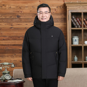 中老年冬装短款90%鹅绒羽绒服连帽男士防寒外套H85-P245388元图片