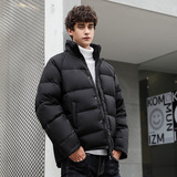 新标80%白鸭绒羽绒服纯色立领光板团服面包服加厚外套7582-P140，男装羽绒服，星座1210A