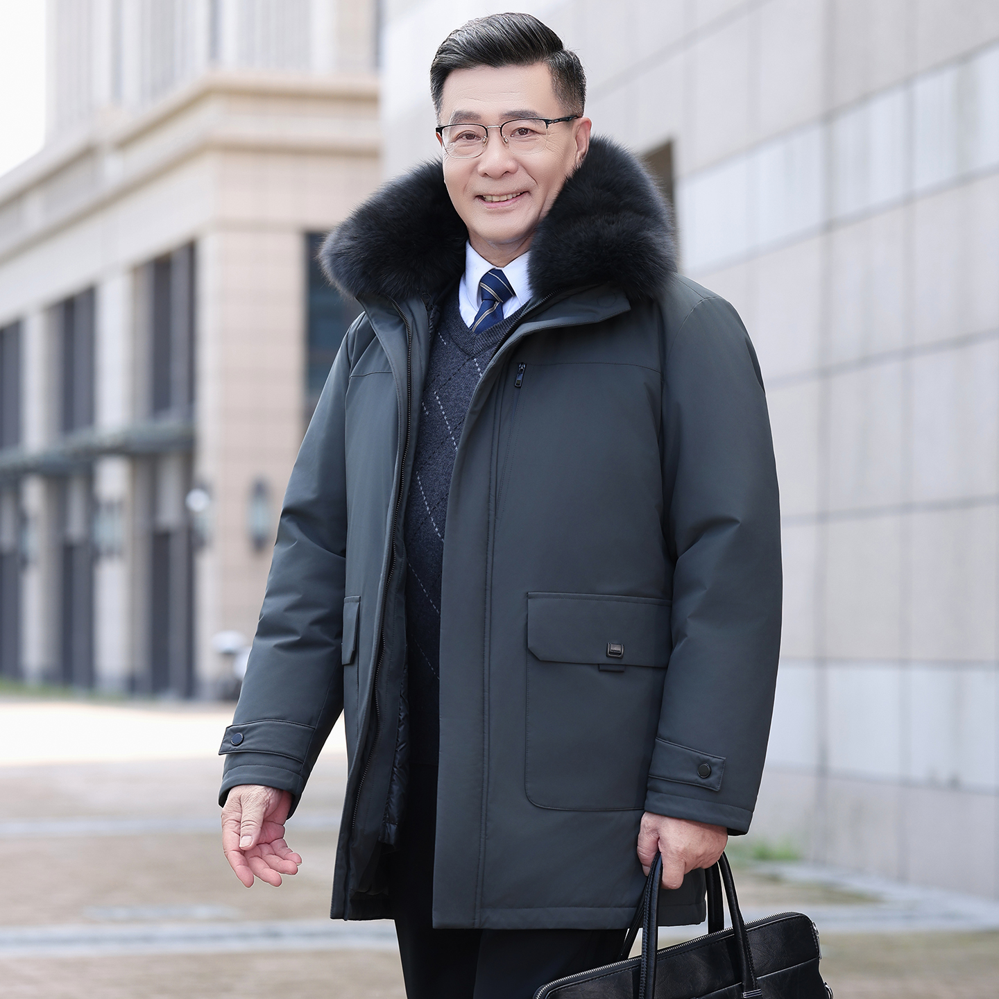 新标白鸭绒羽绒服爸爸装爷爷装男加厚保暖连帽外套db2599-P280，男装羽绒服，星座1210A