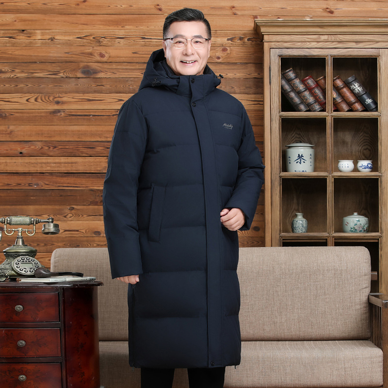 90%白鸭绒爸爸装中老年长款男加厚保暖外套羽绒服H81-p220328，男装羽绒服，星座1210A