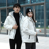 印花logo羽绒服男亮面免洗情侣款时尚百搭短款连帽外套YR247-p95，男装羽绒服，星座1210A