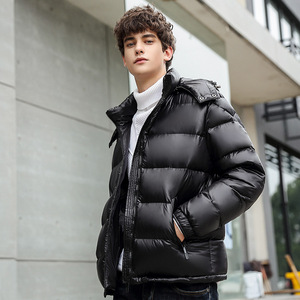 新标80%白鸭绒羽绒服纯色光板男士短款亮面外套潮7581-P180图片