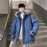 冬季新款港风羽绒服男大毛领宽松休闲流中长款连帽外套男R21-P105，男装羽绒服，星座1210A