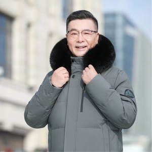 冬中老年爸爸装90%鹅绒服中长款加厚真毛领外套H817-P320538图片