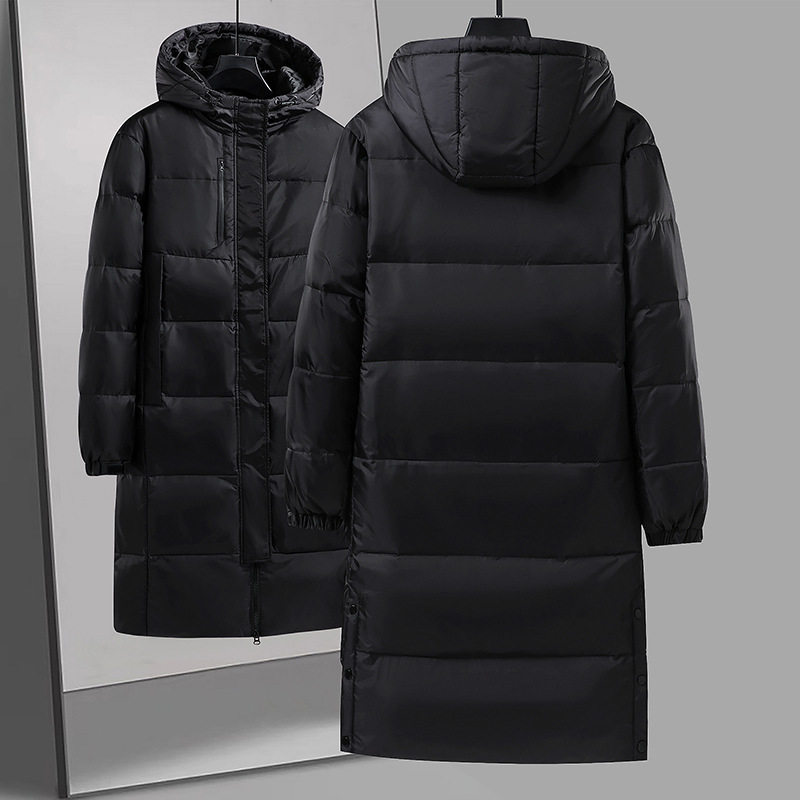 跨境石墨烯羽绒服男女长款过膝韩版冬加厚情侣连帽外套2437-P230图片