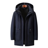 高端羽绒服中老年商务休闲中长款白鸭绒保暖外套爸爸装3118-p180，男装羽绒服，星座1210A