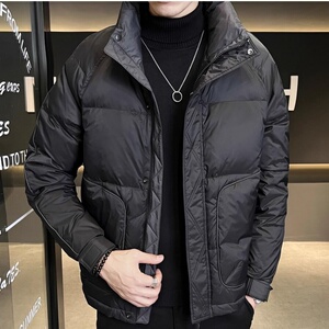 大码冬短款立领标50%白鸭绒羽绒服男日系保暖外套男DB261-P140图片