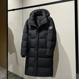 新标白鸭绒羽绒服潮牌长款过膝连帽加厚男女情侣外套2689-P190，男装羽绒服，星座1210A