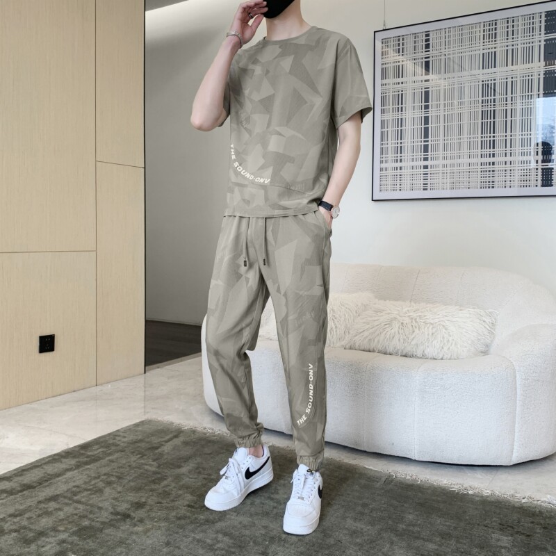 短袖t恤短裤男夏季套装潮流男装一套搭配痞帅运动两件套tz908-P70,男装休闲套装,星座1210A