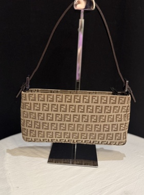 不退换 vintage Fend*芬家老花手提包单肩麻将包腋下包休闲小方包