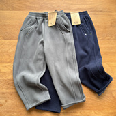 运动裤 黑色 加绒弯刀裤 男童一体绒直筒休闲裤 130码 双面暖绒