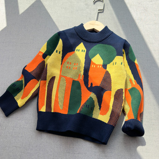 男童全棉加厚圆领针织衫 双层细毛线 秋冬新品 170 纯棉毛衣110