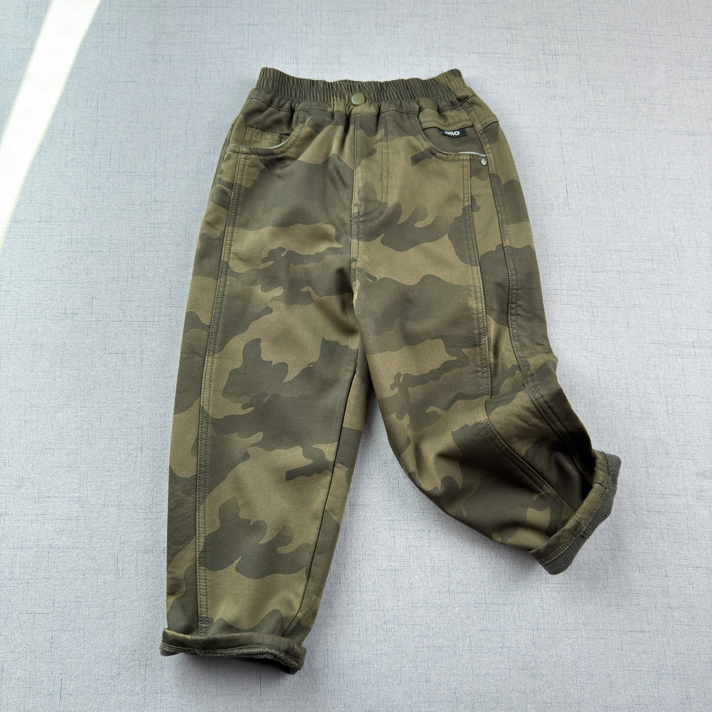 一体绒迷彩裤男童加绒休闲长裤