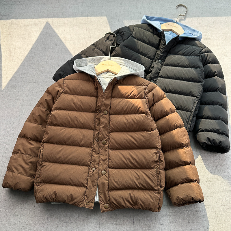 日系90绒加厚内胆圆领羽绒服