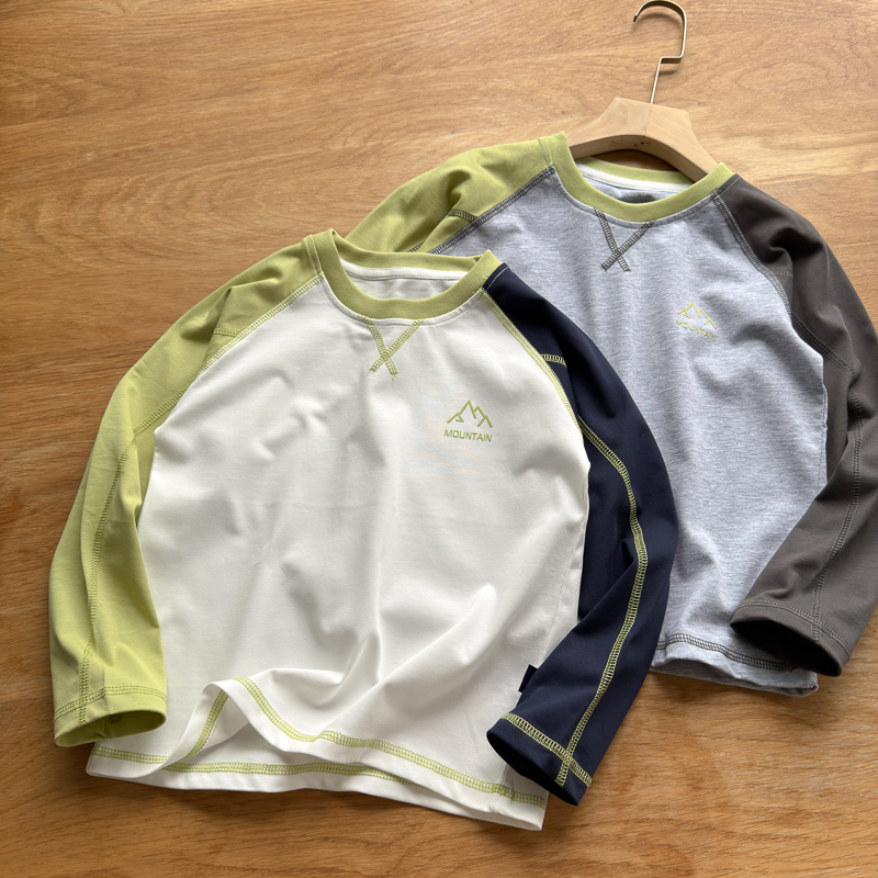 纯棉双色袖男童长袖T恤