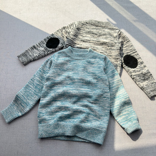 时尚 儿童圆领套头羊毛衫 段彩毛衣100 秋冬新品 160 45%羊毛