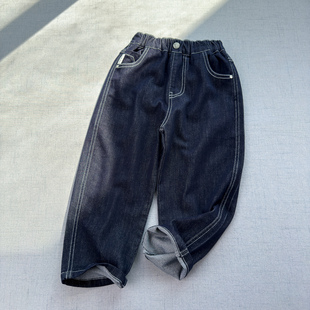 不易掉色 新品 弹力原色牛仔裤 春装 男童春秋休闲长裤 环保印染