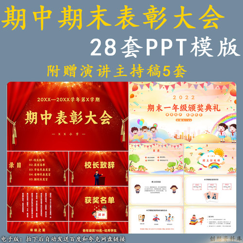 中小学期中期末考试表彰大会家长会学校班级颁奖晚会PPT模板课件
