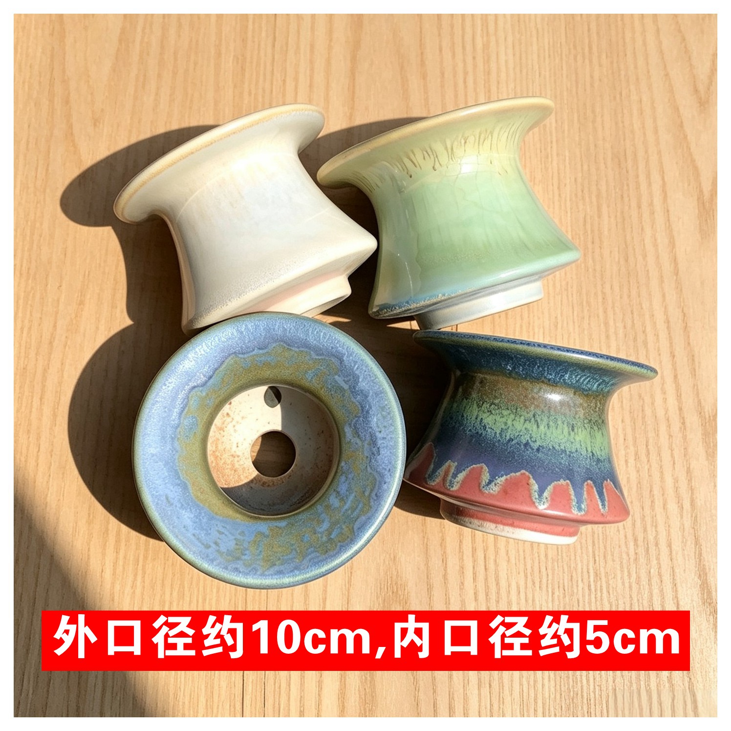景德镇花盆手工拉坯粗陶透气收腰大檐顶冠仙人球单头暗纹多肉花盆