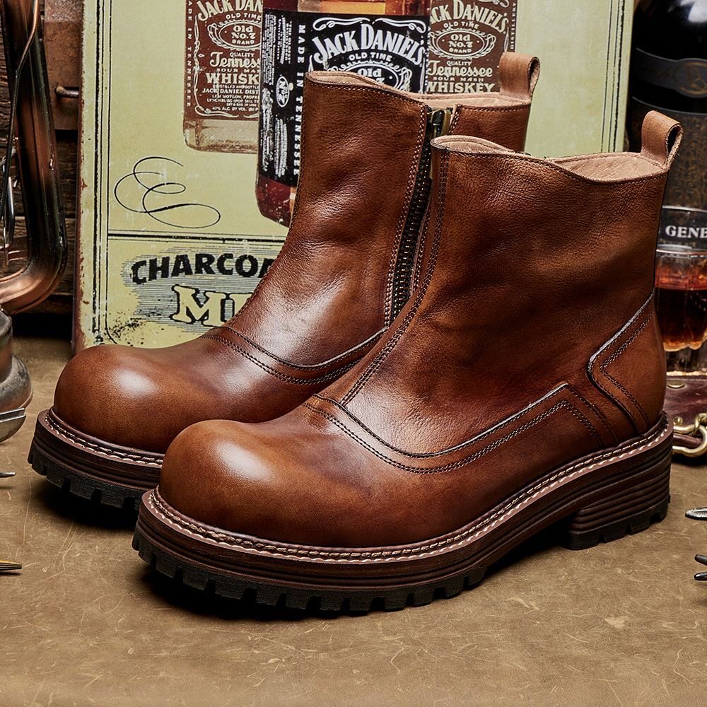 手工皮鞋男款真皮复古英伦风春秋冬季男新款马丁靴