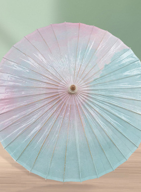 非遗手工油纸伞晴雨两用中式国风复古风舞蹈道具走秀粉色绿色渐变