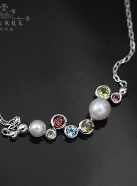 梦幻925银水晶托帕石天然项链