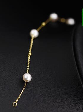 珠宝款【珍珠和金珠】18K黄金 淡水珍珠 手链 A107