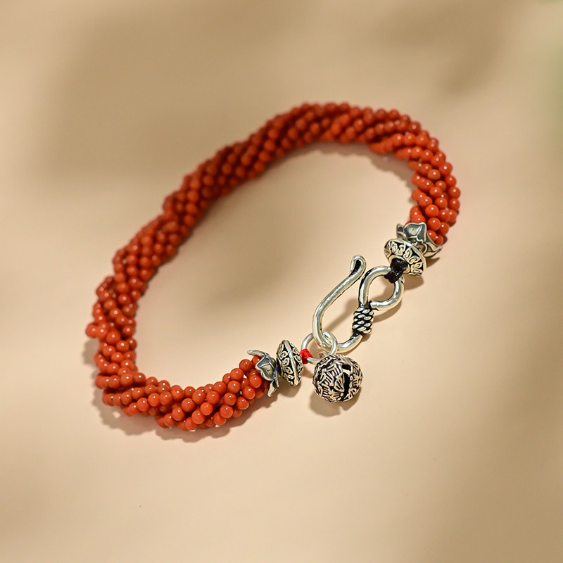 PIPISHOP 925银天然南红玛瑙半宝石多层手串手链