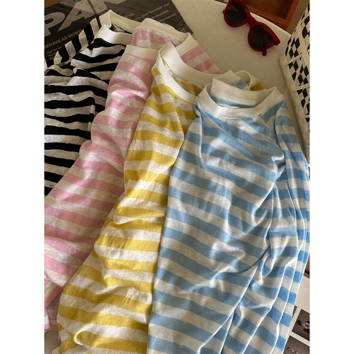 清新撞色条纹防晒衣女