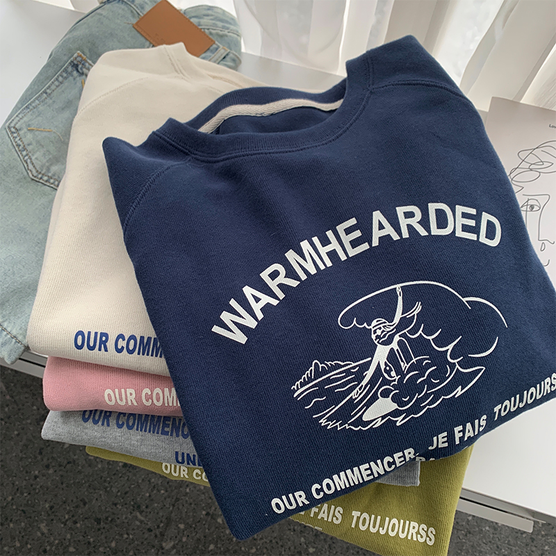 薄宽松棉休闲印花卫衣