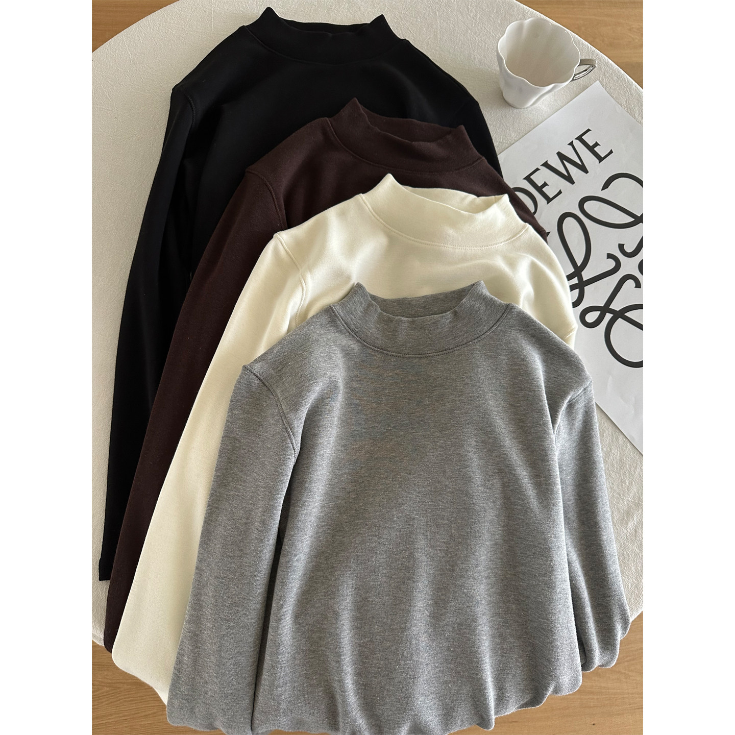 保暖半高领加绒打底衫女长袖T恤