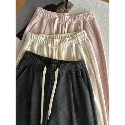 羊绒感云朵毛呢直筒裤女弯刀裤