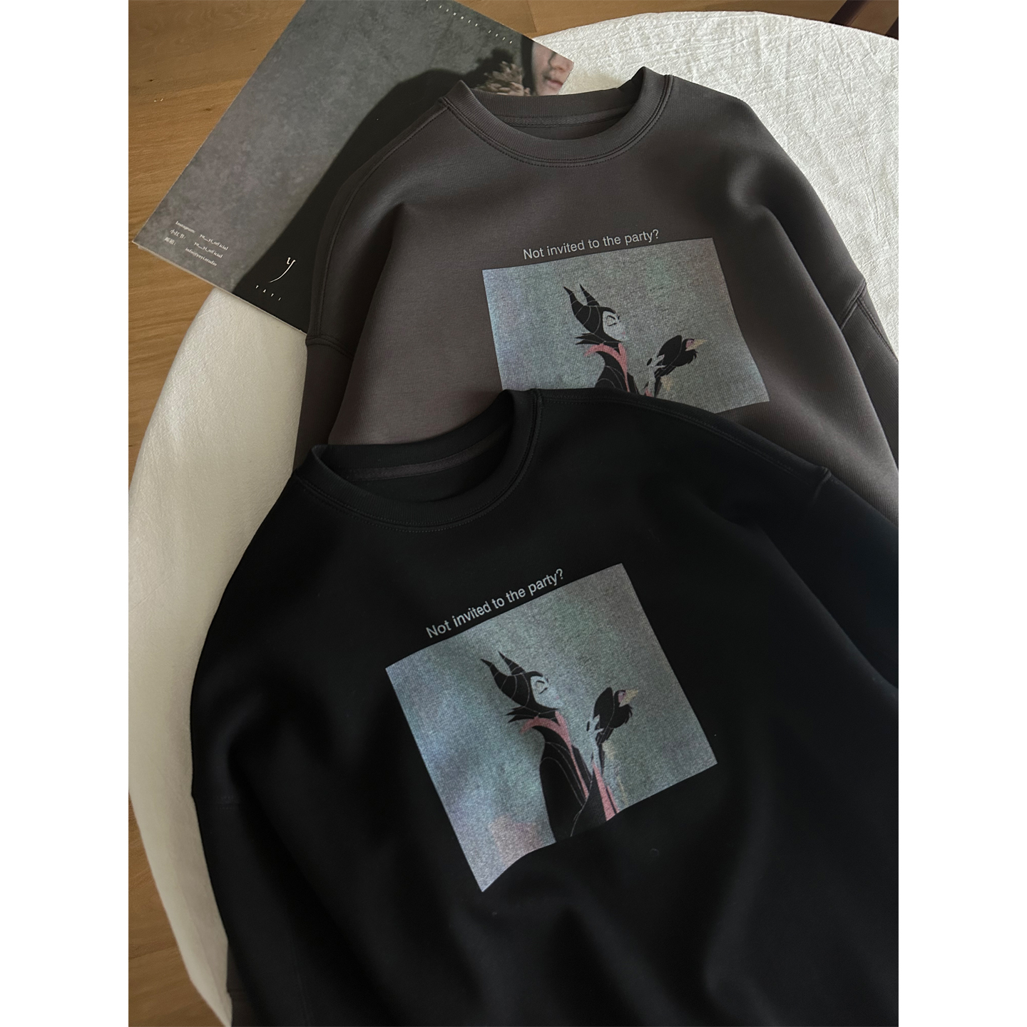 美式复古卡通印花圆领休闲卫衣女