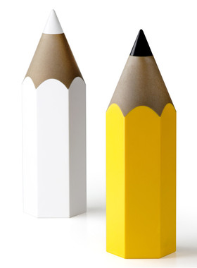 正品泰国QUALY铅笔造型创意笔筒书桌收纳黄色白色德国直邮