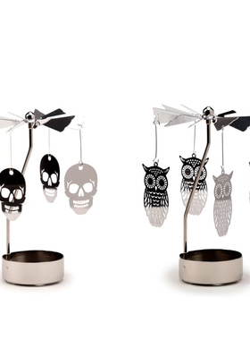 正品英国Puckator旋转茶灯烛台金属 骷髅猫头鹰造型创意 德国直邮