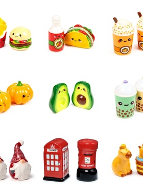 正品英国Puckator可爱造型创意 盐罐胡椒瓶陶瓷2件套 德国直邮