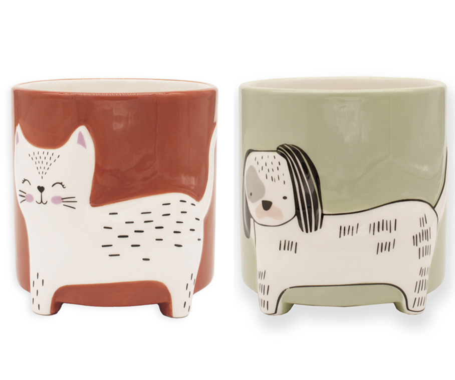 Winkee陶瓷小猫小狗创意花盆