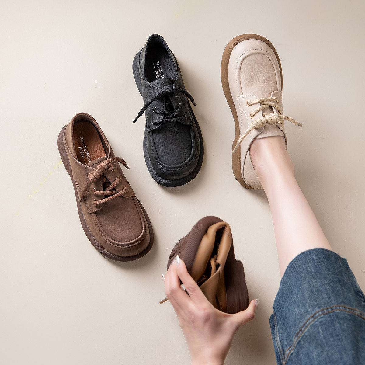 [明星同款]真皮舒适不累脚妈妈鞋单鞋防滑皮鞋软底中老年厚底女鞋,女鞋,时尚休闲鞋,淘宝优惠券,粉丝福利购,淘宝优惠卷