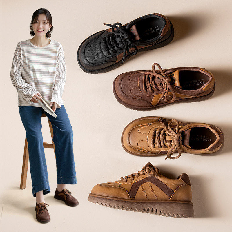 [明星同款]真皮女运动休闲鞋软底不累脚妈妈鞋单鞋舒适中老年女款