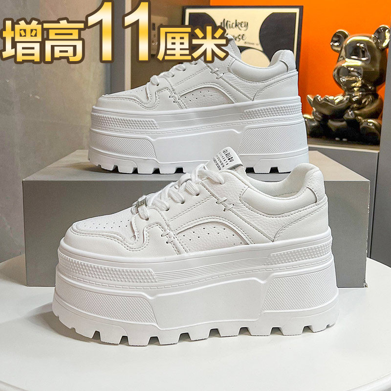 [明星同款]厚底小白鞋配裙子2026秋冬新款小个子增高松糕鞋轻便休