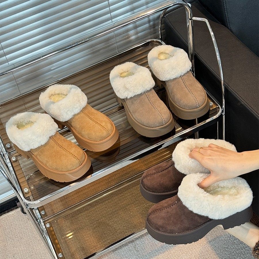 [明星同款]复古高跟厚底毛毛拖鞋女外穿2025新冬保暖加绒厚底小个,女鞋,包头拖,淘宝优惠券,粉丝福利购,淘宝优惠卷