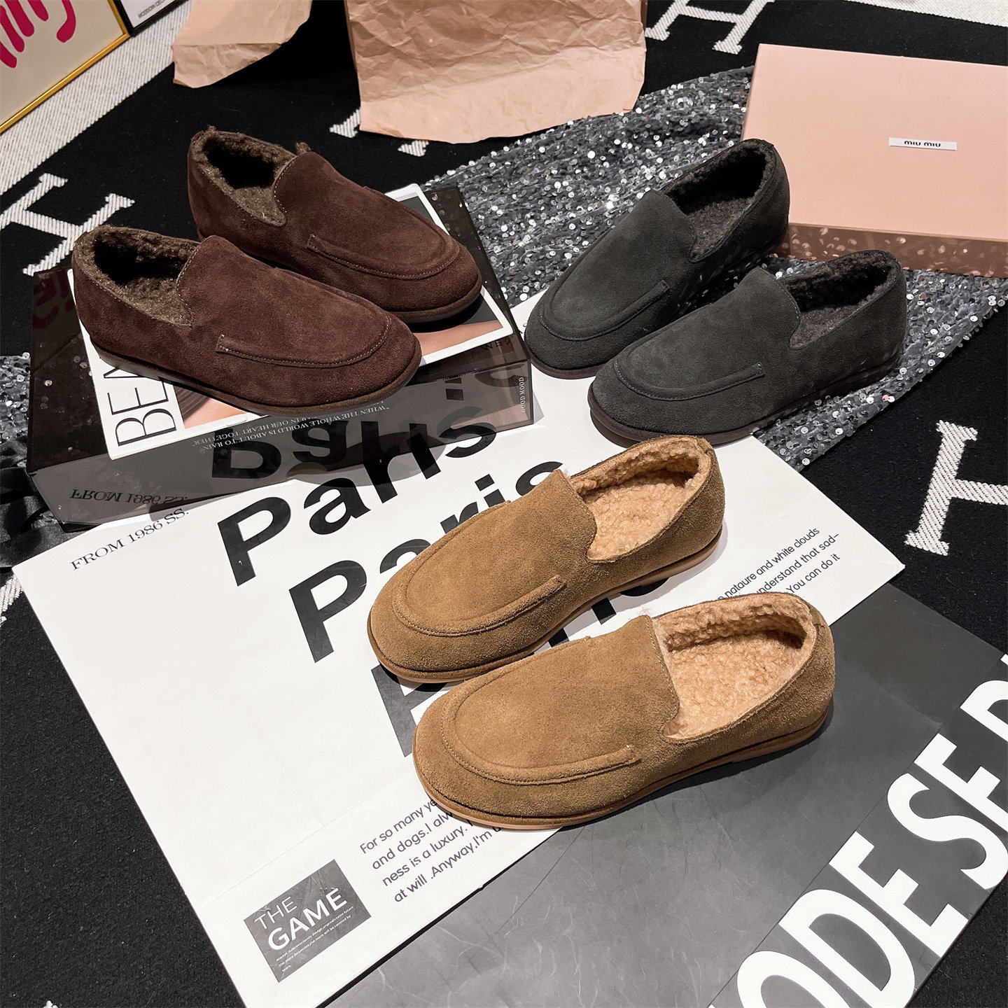 [明星同款]真皮老钱风~2025冬新时尚百搭轻便软底加绒一脚蹬单鞋,女鞋,勃肯鞋/软木鞋,淘宝优惠券,粉丝福利购,淘宝优惠卷