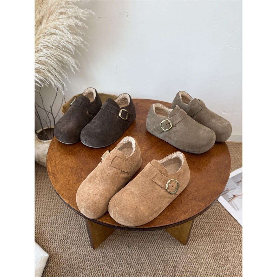 [明星同款]内增高厚底冬季加绒勃肯鞋全包保暖2025新款真牛皮毛毛