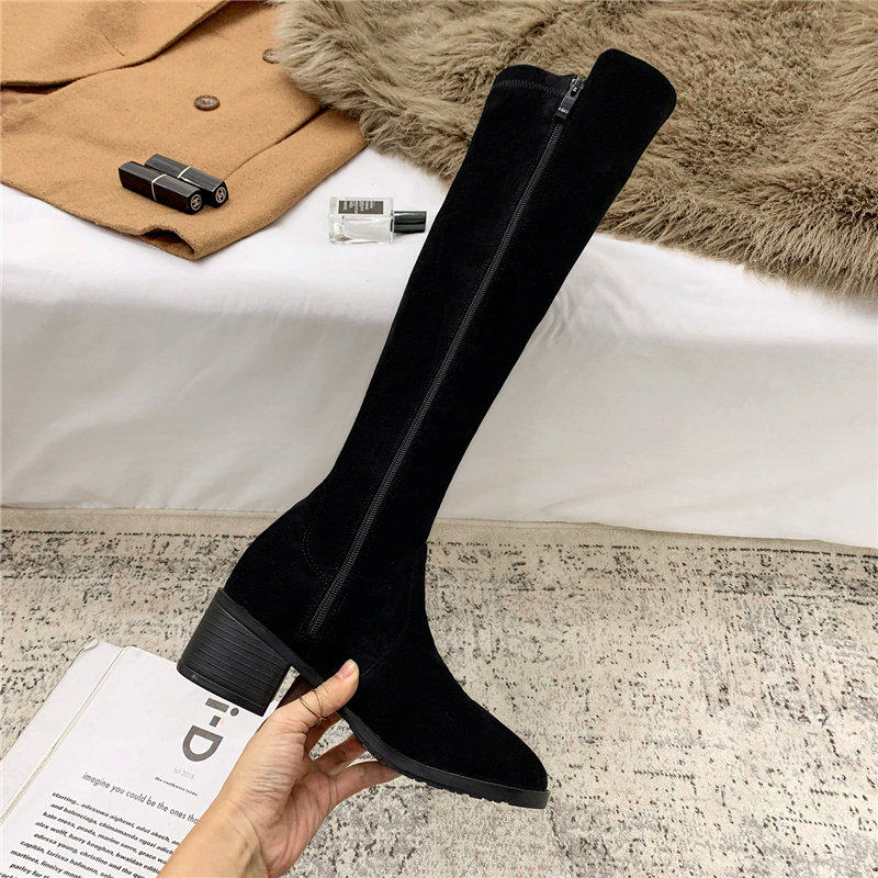 [明星同款]过膝长靴女2026新款秋冬高筒网红高跟弹力靴长筒拉链瘦