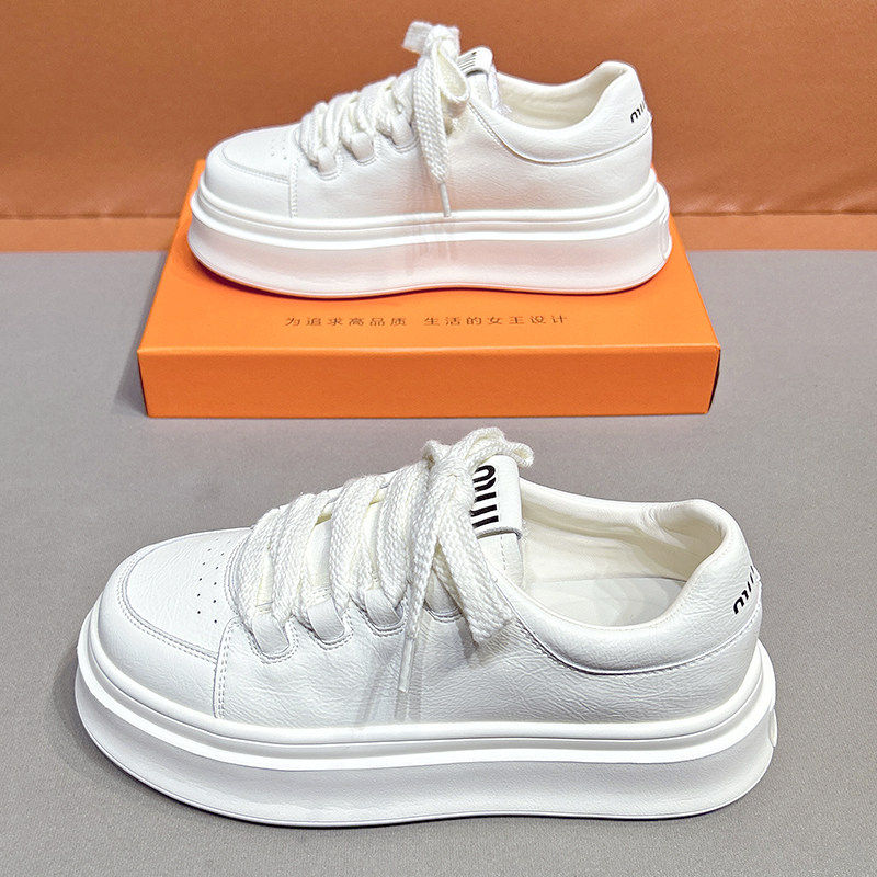[明星同款]小白鞋女款2026新款今年流行爆款百搭真皮厚底轻便巨好