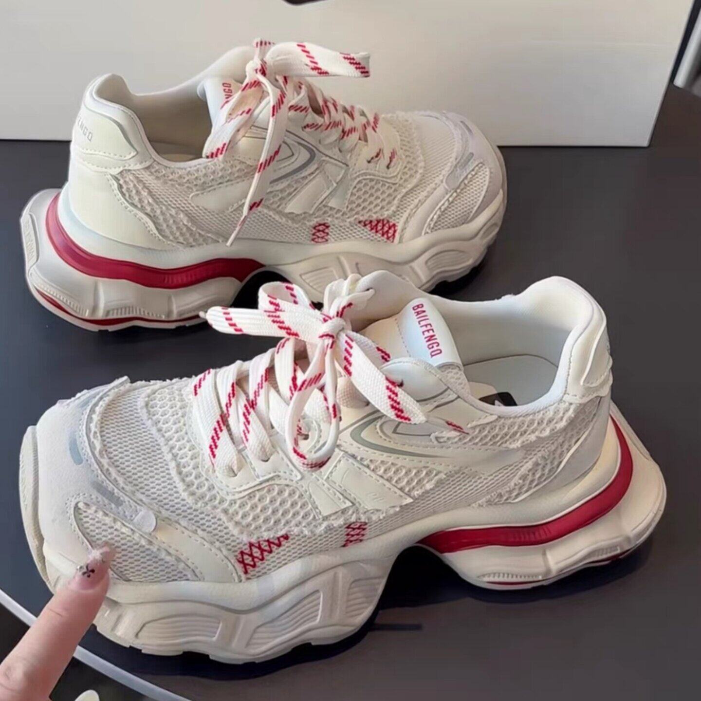 [明星同款]牛皮~摩洛哥绑带厚底老爹鞋女2026春季新款运动时尚街