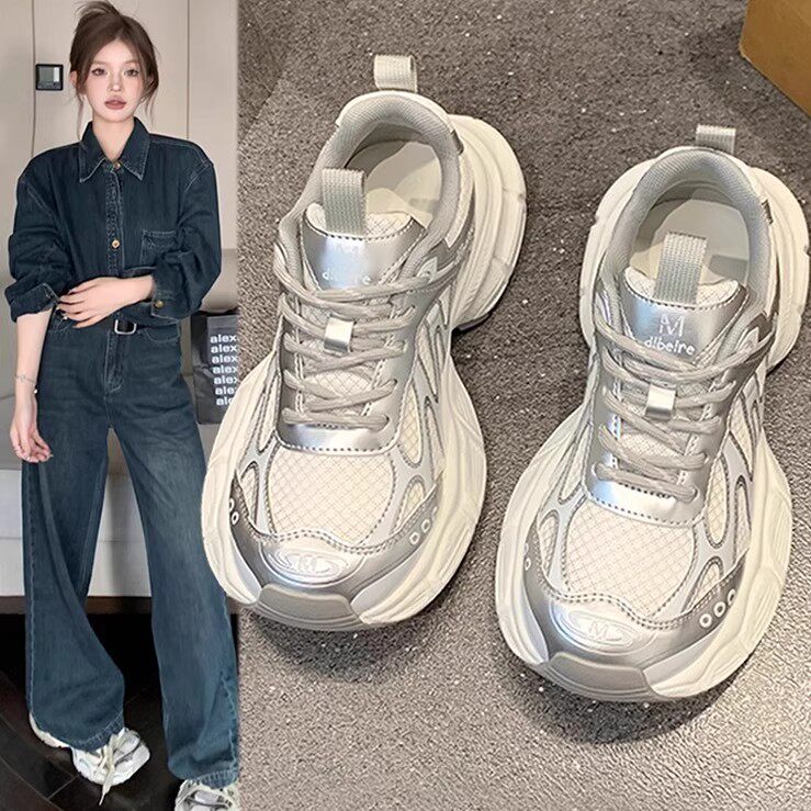 [明星同款]欧洲站厚底老爹鞋女2026秋冬新款爆款增高软底运动跑步