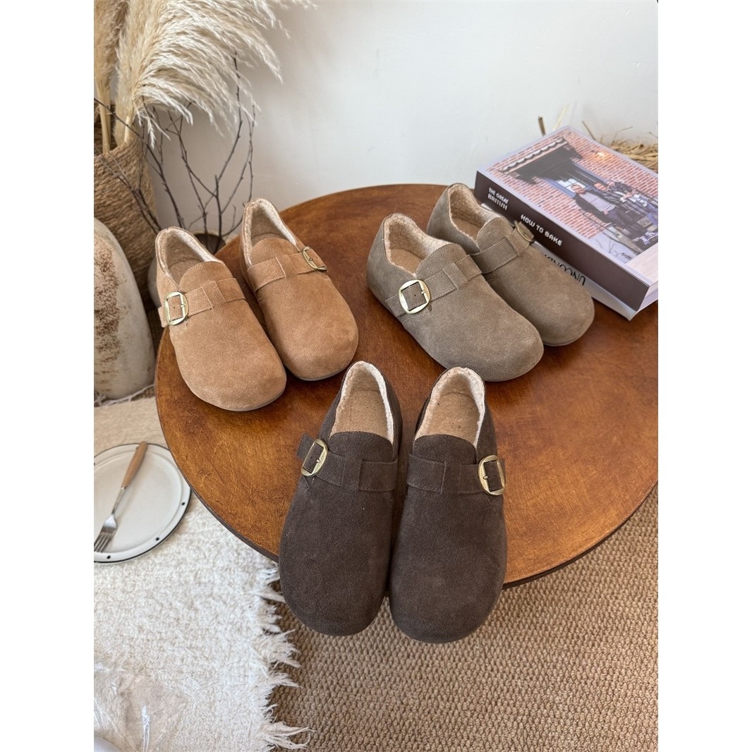 [明星同款]加绒真皮全包勃肯鞋女冬2025新款一脚蹬平底雪地靴保暖,女鞋,勃肯鞋/软木鞋,淘宝优惠券,粉丝福利购,淘宝优惠卷