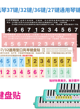 口风琴键盘贴 37键32键口风琴专用琴键贴 音符标彩色简谱贴音名贴